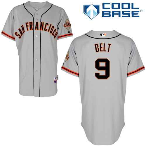 Brandon Belt #9 MLB Jersey-San Francisco Giants Men's Authentic Road 1 Gray Cool Base Baseball Jersey